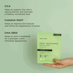 BEAUTY PRO CICA + NIACINAMIDE Facial Sheet Mask - 100% Biodegradable